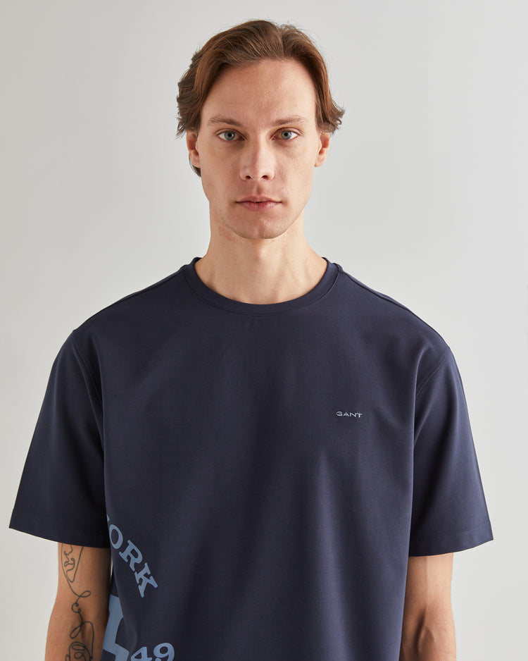 T-shirt męski z nadrukiem okrągły kołnierzyk regular fit