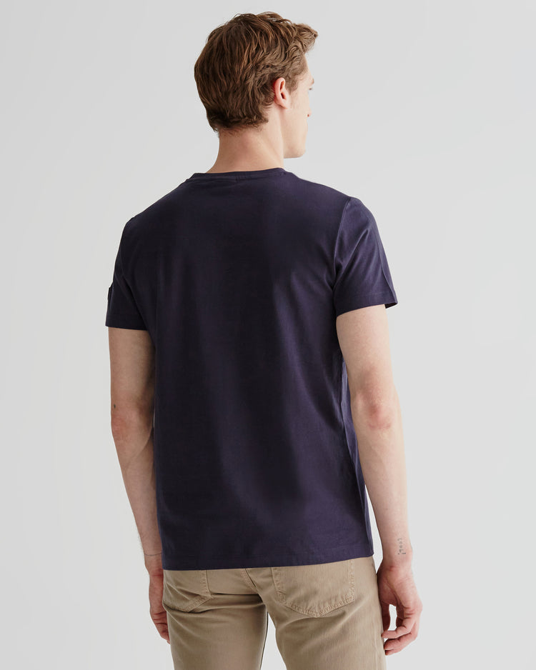 Bawełniany t-shirt męski z nadrukiem okrągły kołnierzyk regular fit