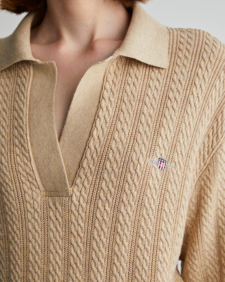 Damski krótki sweter pleciony