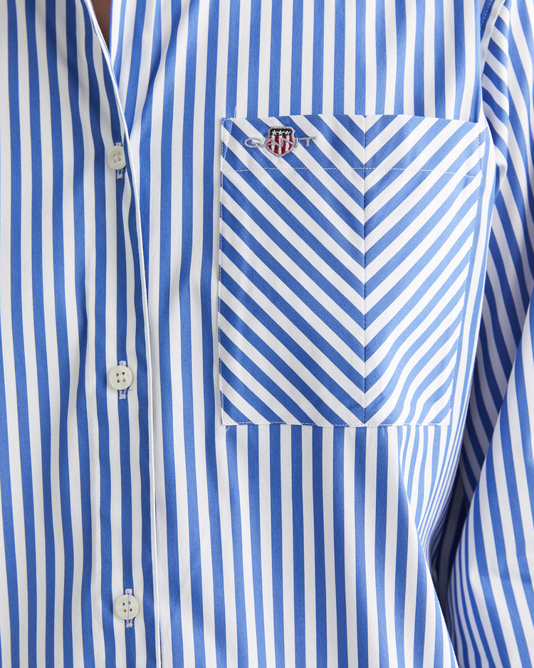 Koszula damska w paski z długim rękawem regular fit niebieska