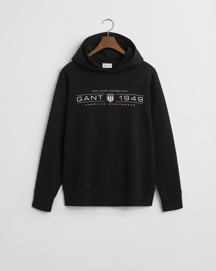 Bluza męska z kapturem z nadrukiem regular fit czarna
