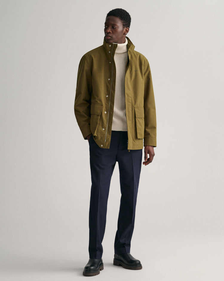 Kurtka męska z nadrukiem z kapturem regular fit zielona