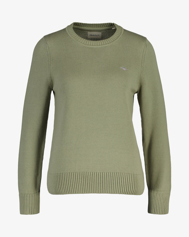 Sweter damski z długim rękawem i okrągłym kołnierzykiem regular fit