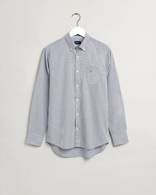 Bawełniana koszula męska w paski z długim rękawem regular fit