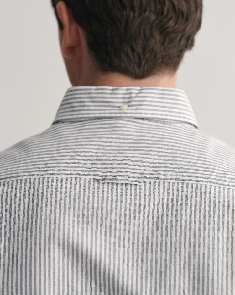 Bawełniana koszula męska z długim rękawem slim fit granatowa