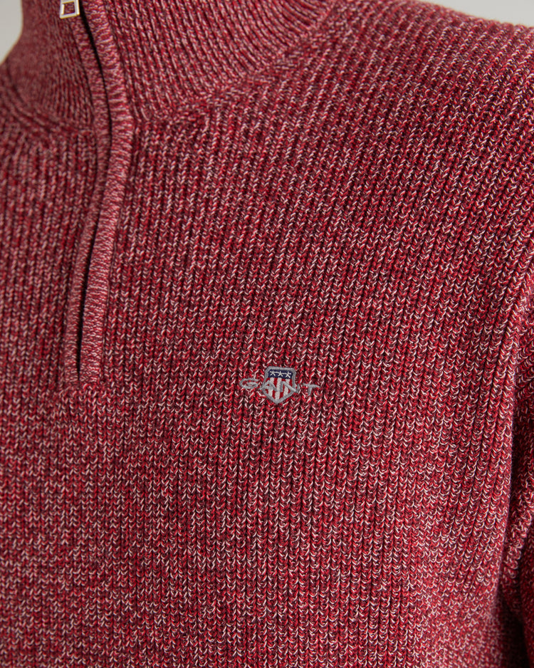 Bawełniany sweter męski z nadrukiem half zip relaxed fit