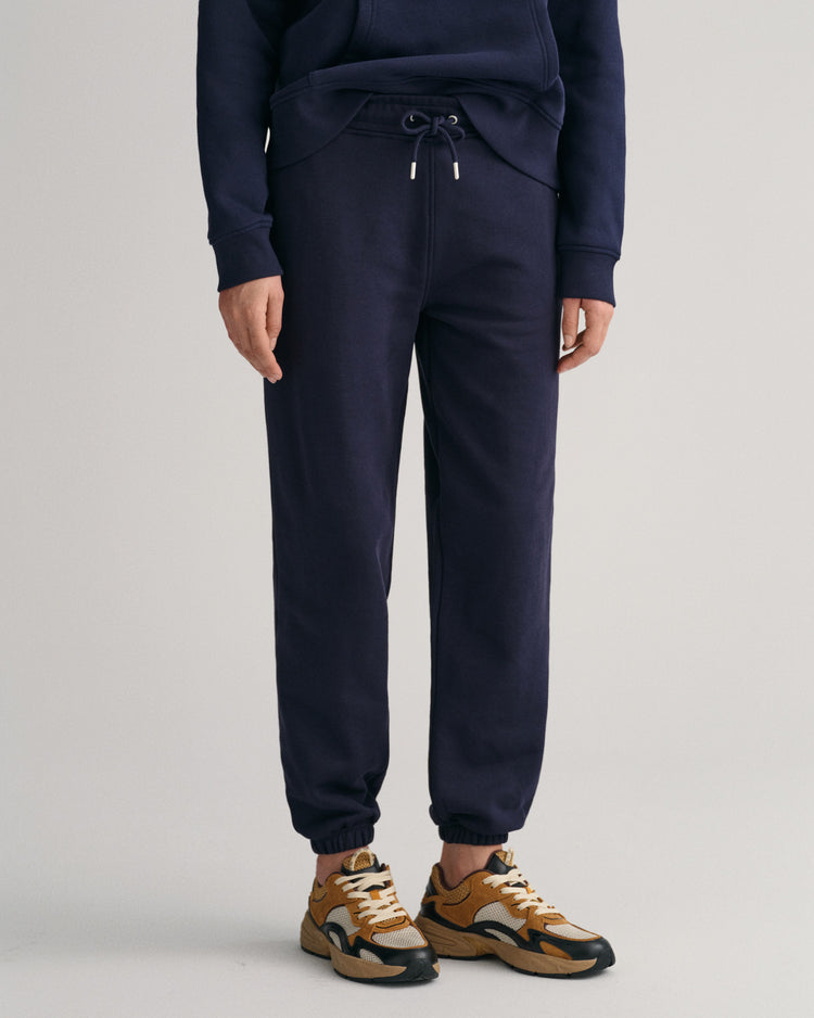 Spodnie dresowe damskie z nadrukiem relaxed fit granatowe