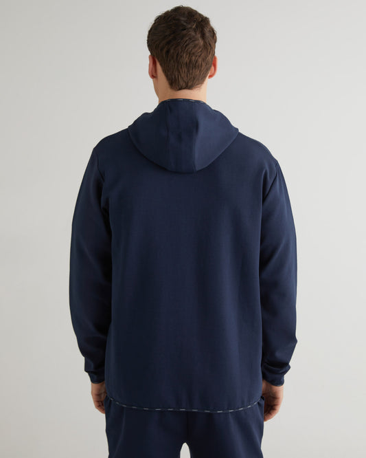 Bluza męska z nadrukiem z zamkiem regular fit granatowa