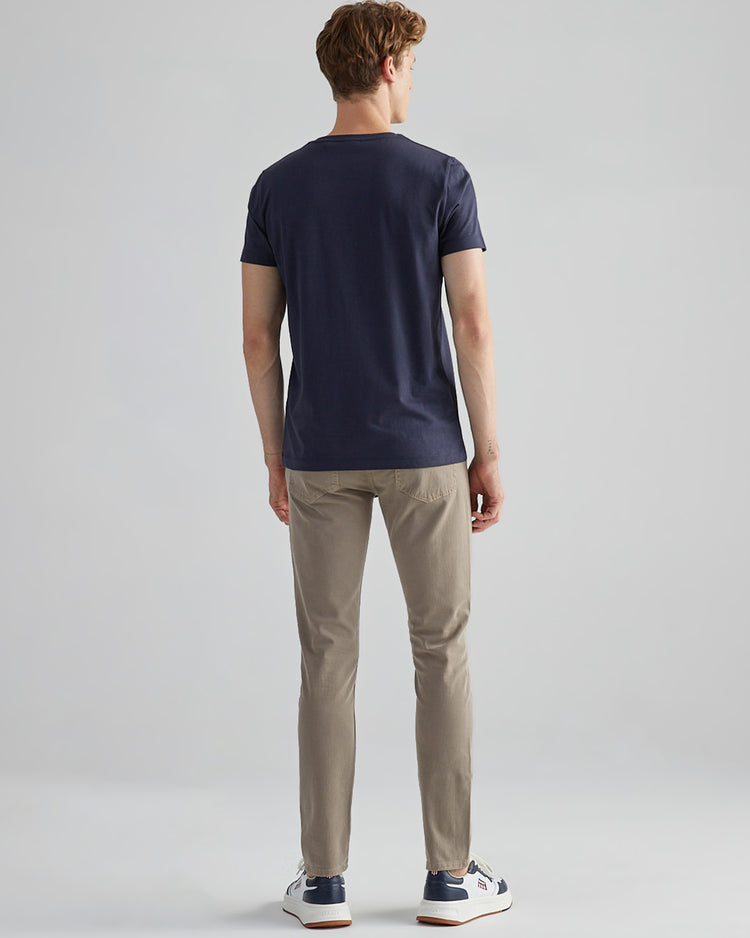 Męski granatowy regular fit okrągły dekolt z logo t-shirt