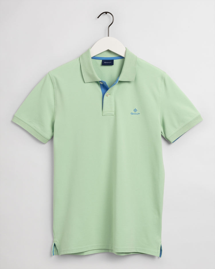 Męska koszulka rugby polo z piki z kołnierzykiem w kontrastowym kolorze i krótkim rękawem