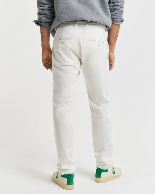 Spodnie męskie slim fit kremowe