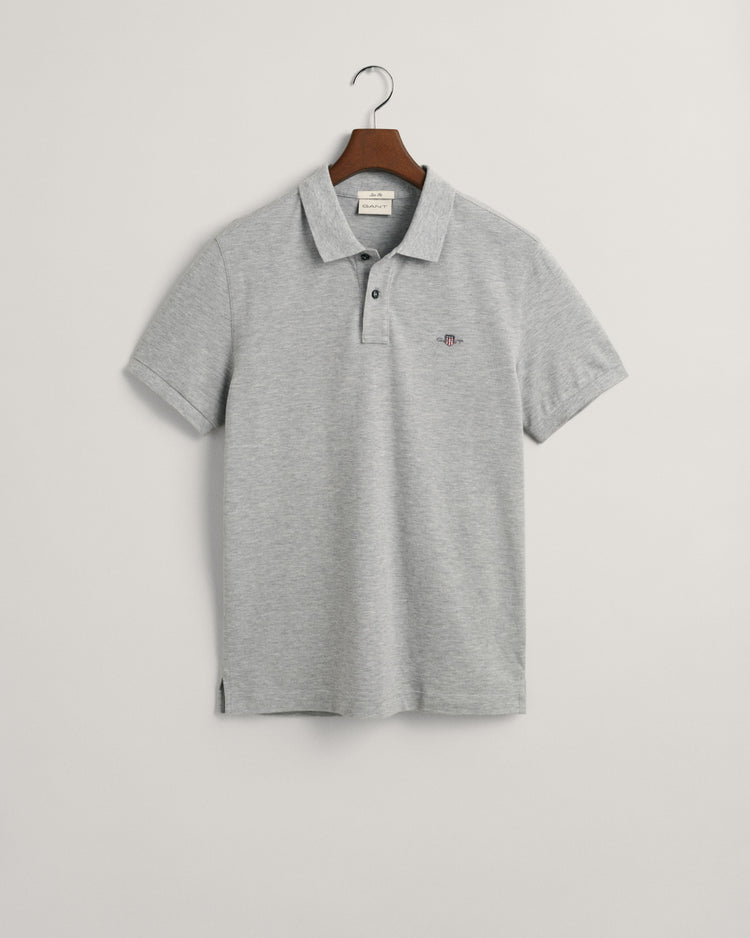 Polo męskie z krótkim rękawem slim fit szare