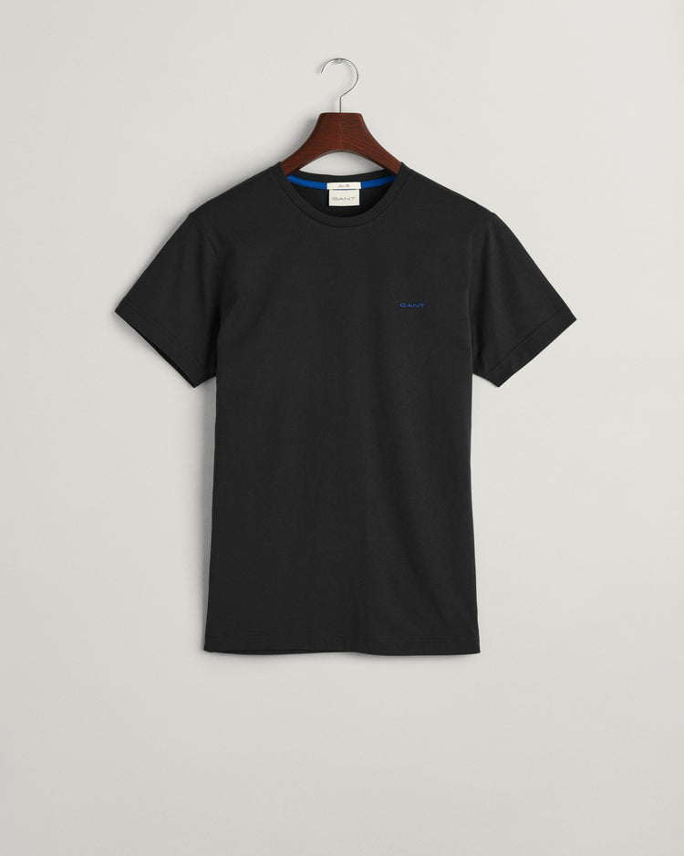 T-shirt męski z okrągłym kołnierzykiem slim fit czarny