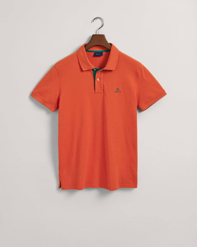 Męska pomarańczowa koszulka polo slim fit