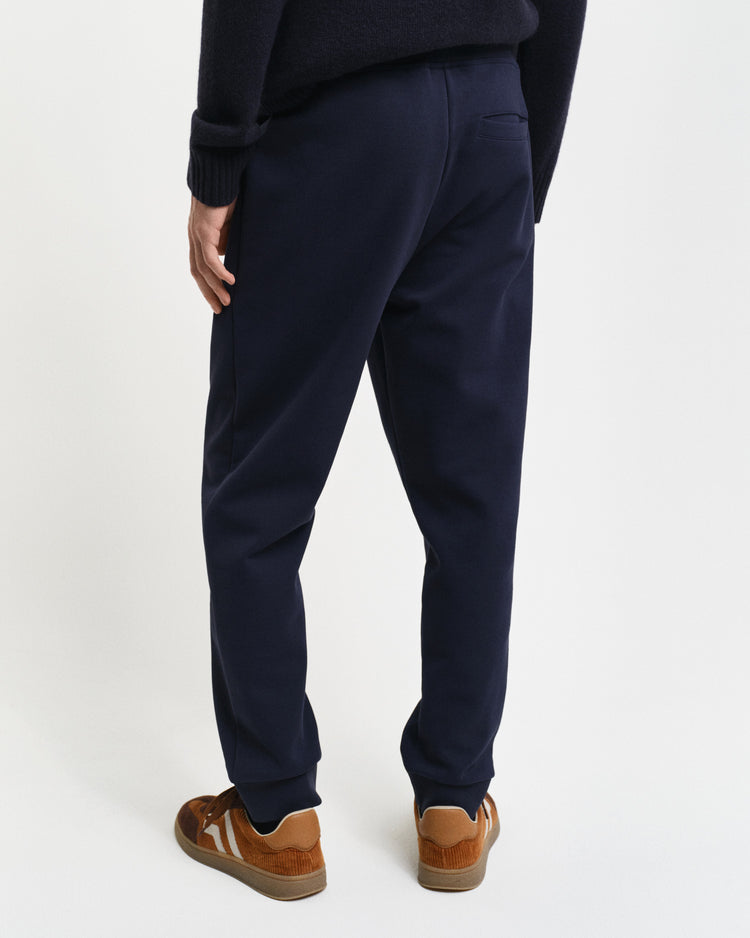 Spodnie dresowe męskie z nadrukiem regular fit granatowe