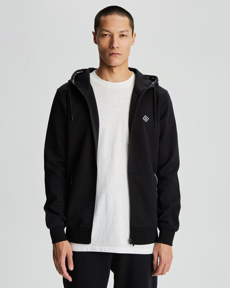 Bluza męska z nadrukiem z kapturem regular fit czarna