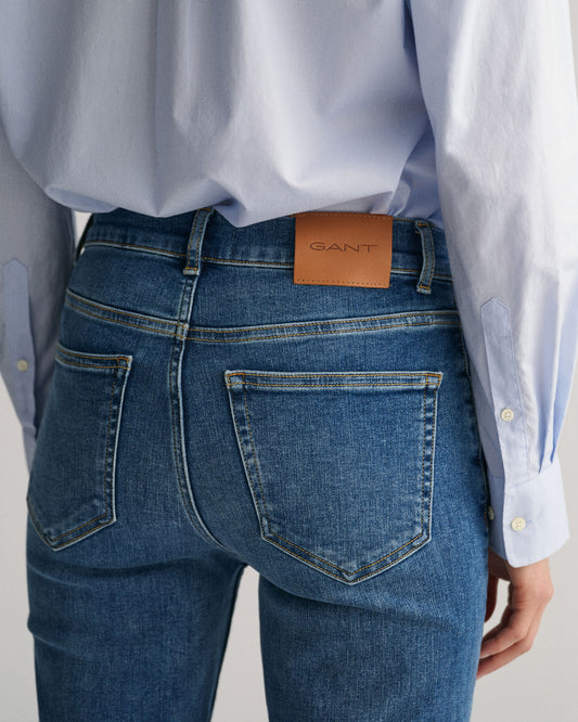 Spodnie jeansowe damskie slim fit niebieskie