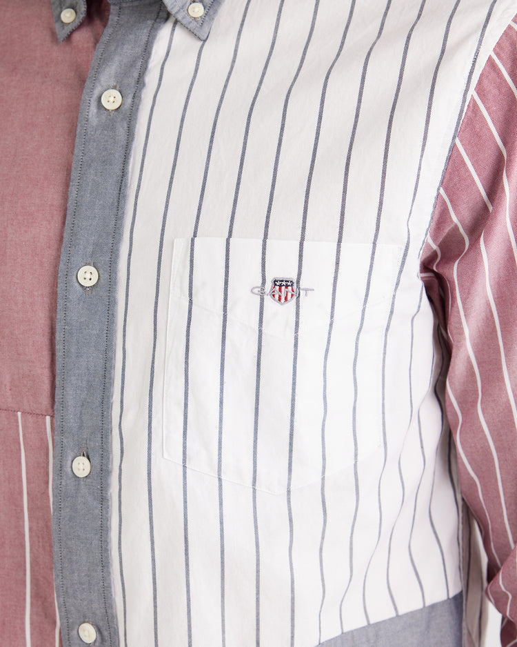 Bawełniana koszula męska w paski z długim rękawem regular fit