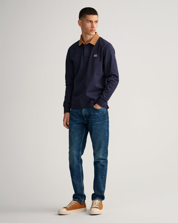 Męska granatowa koszulka rugby o kroju regular fit