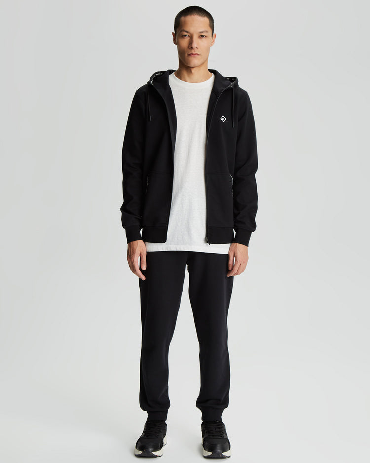 Bluza męska z nadrukiem z kapturem regular fit czarna