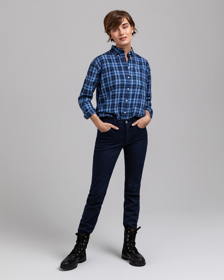 Spodnie damskie slim fit granatowe