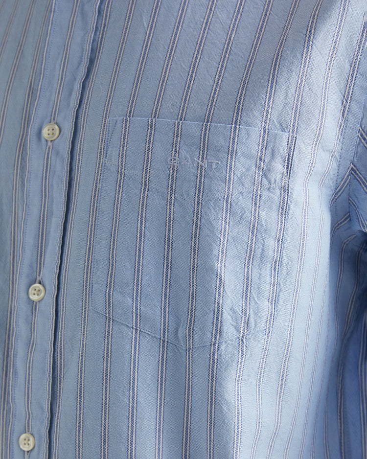 Bawełniana koszula męska w paski z długim rękawem regular fit