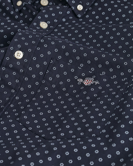 Męska niebieska koszula regular fit z nadrukiem