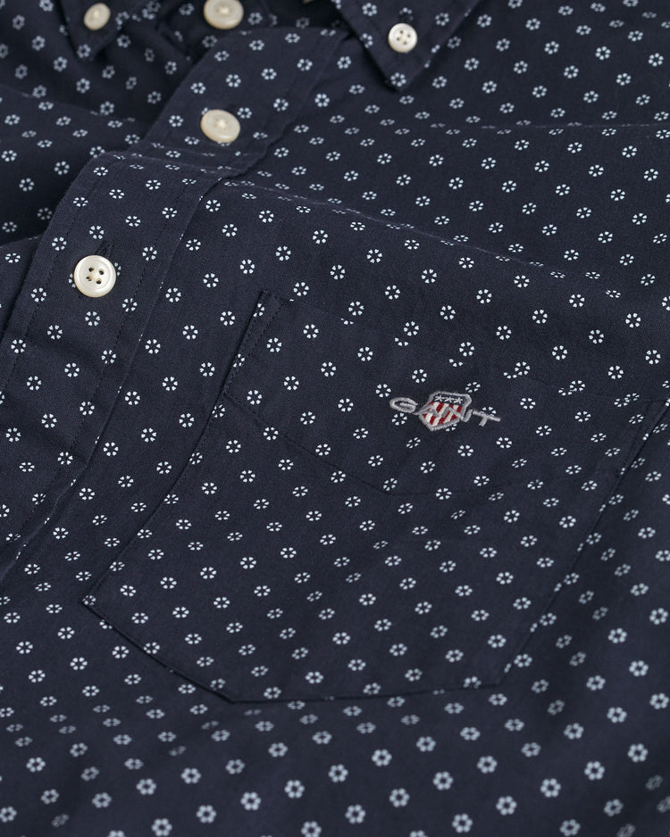 Męska niebieska koszula regular fit z nadrukiem