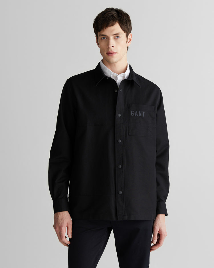 Koszula męska z nadrukiem z długim rękawem oversize fit czarna