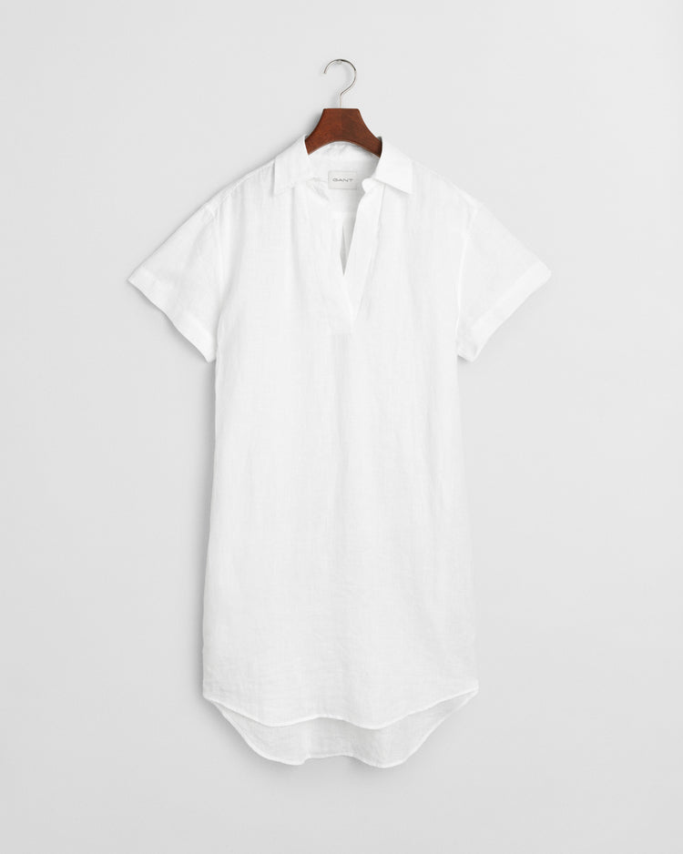 Sukienka damska z krótkim rękawem z dekoltem V relaxed fit biała