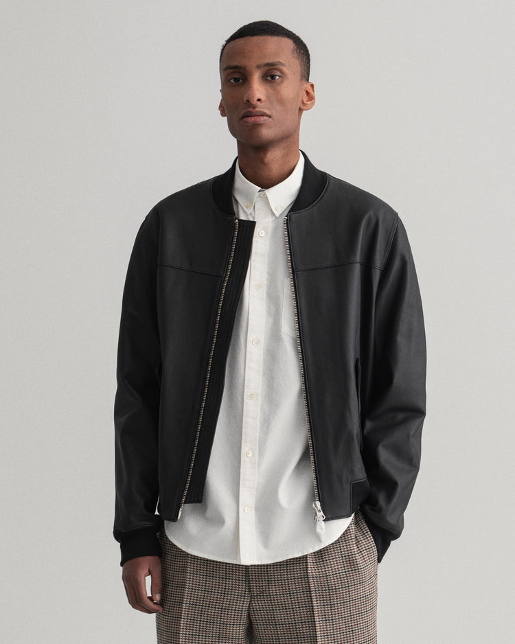 Skórzana kurtka męska regular fit czarna