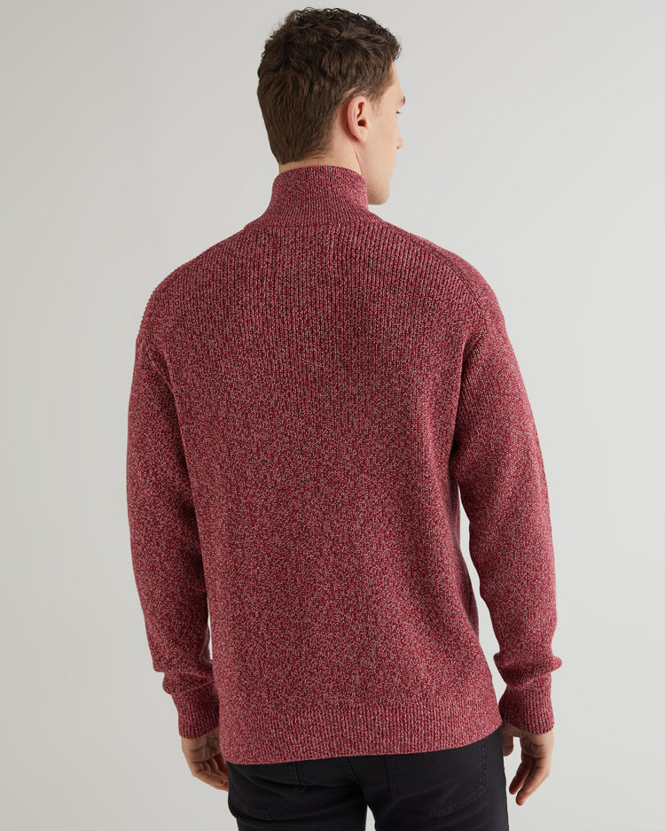 Bawełniany sweter męski z nadrukiem half zip relaxed fit