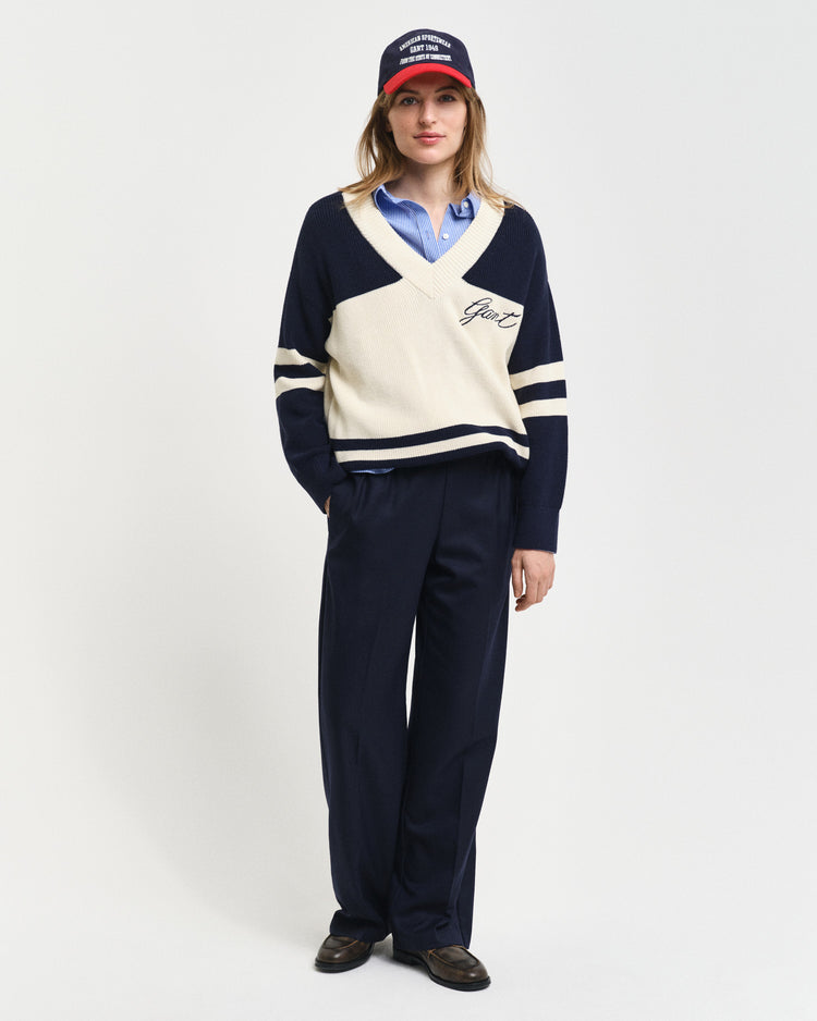 Spodnie damskie relaxed fit granatowe