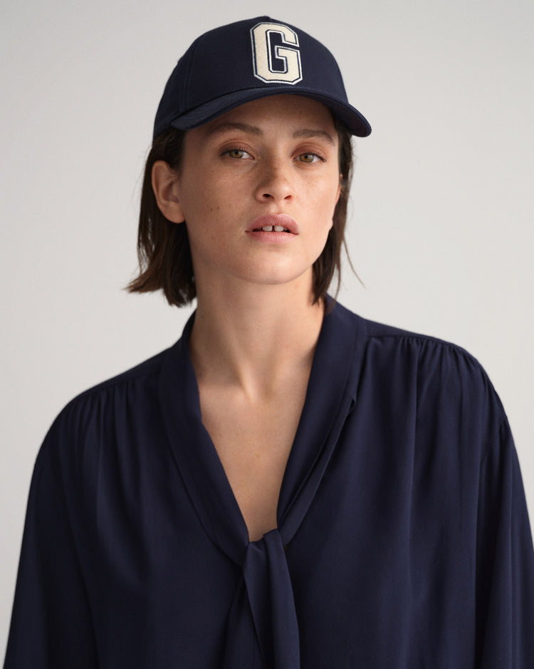 Koszula damska z długim rękawem granatowa