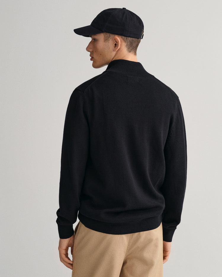 Sweter męski z zamkiem z długim rękawem regular fit czarny