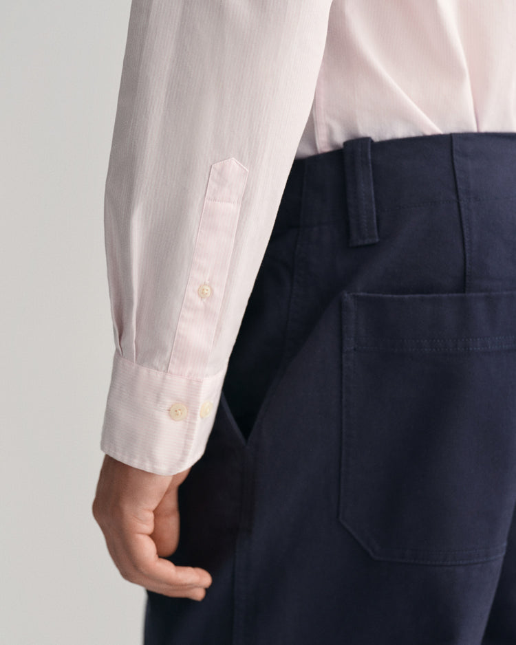 Koszula męska w paski z długim rękawem regular fit różowa