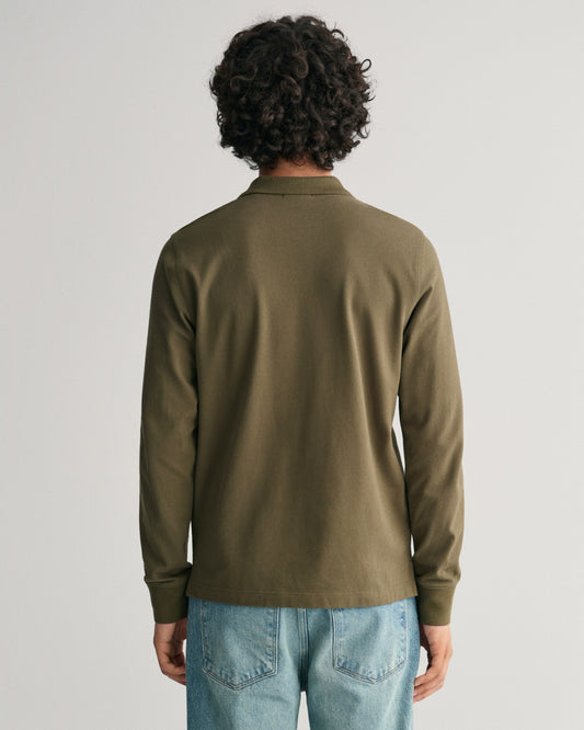 Bawełniana koszulka polo męska z długim rękawem regular fit