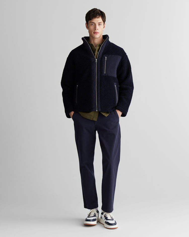 Kurtka męska z zamkiem i długim rękawem relaxed fit granatowa