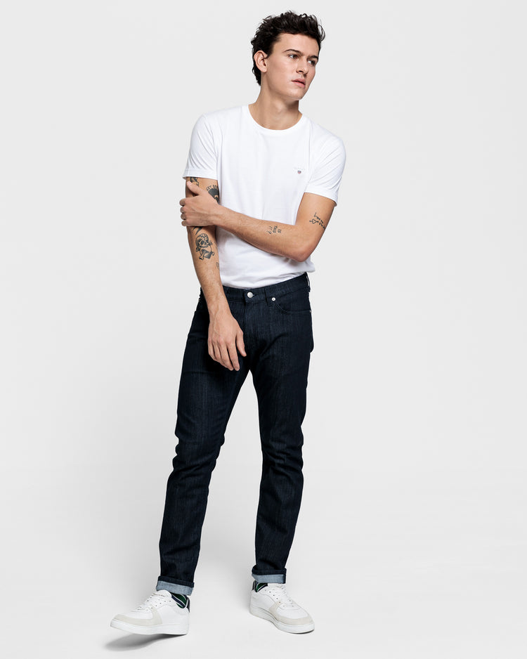 Męski biały t-shirt slim fit