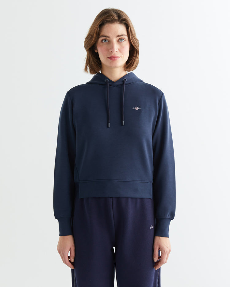 Bluza damska z okrągłym kołnierzykiem regular fit granatowa