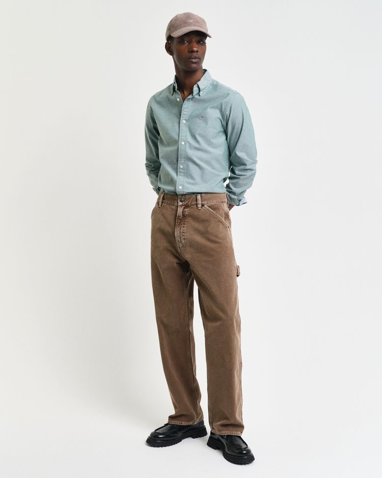 Koszula męska z długim rękawem slim fit zielona