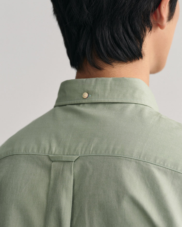 Bawełniana koszula męska z długim rękawem regular fit zielona