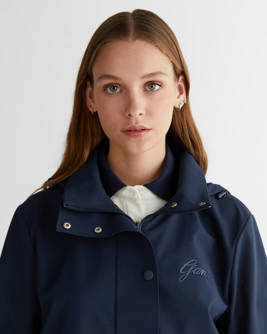 Kurtka damska z nadrukiem z kapturem granatowa