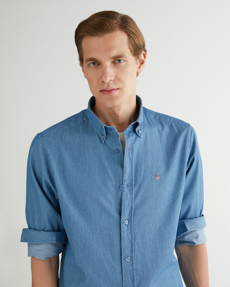 Koszula męska z długim rękawem regular fit niebieska