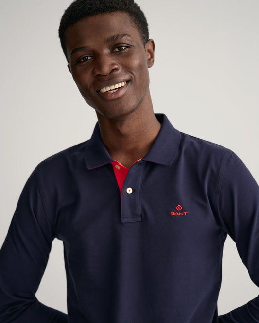 Polo męskie z długim rękawem z kołnierzykiem polo regular fit