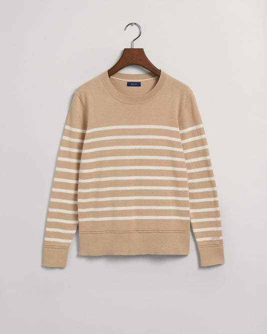 Sweter z lekkiej bawełny z okrągłym dekoltem i bretońskimi paskami