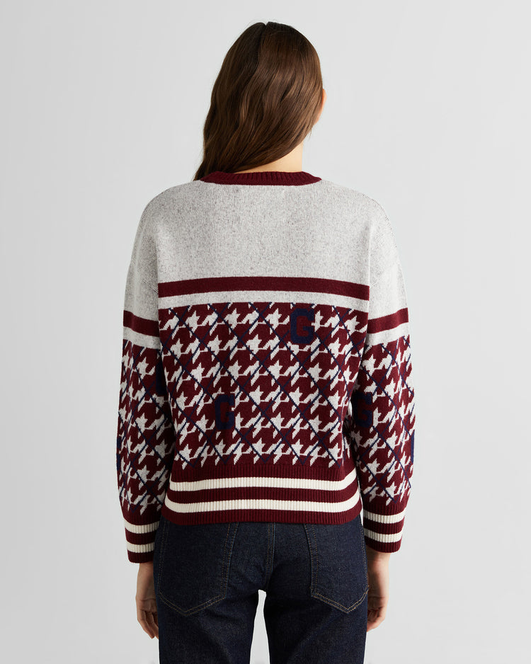 Sweter damski z nadrukiem okrągły kołnierzyk z długim rękawem relaxed fit