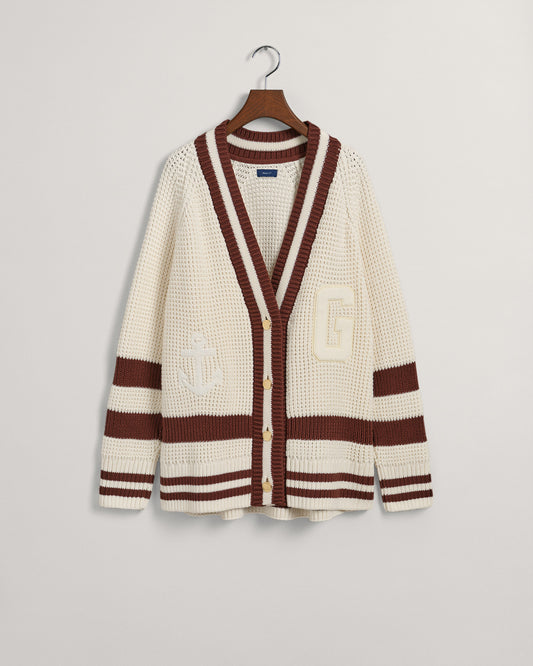 Bawełniany sweter rozpinany damski w paski oversize fit