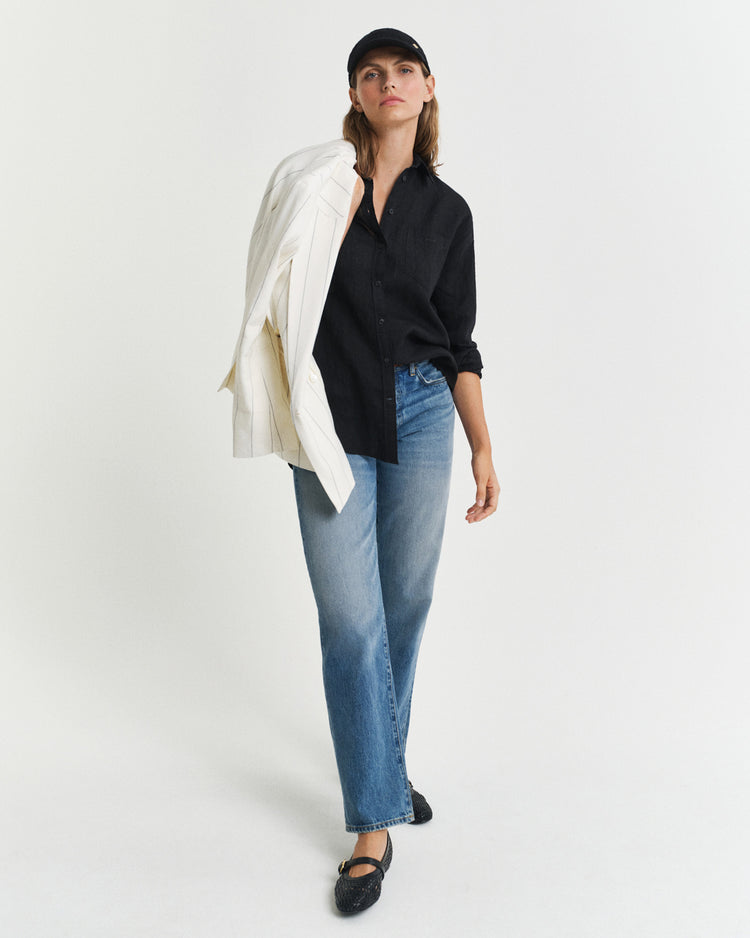 Koszula damska z długim rękawem relaxed fit czarna