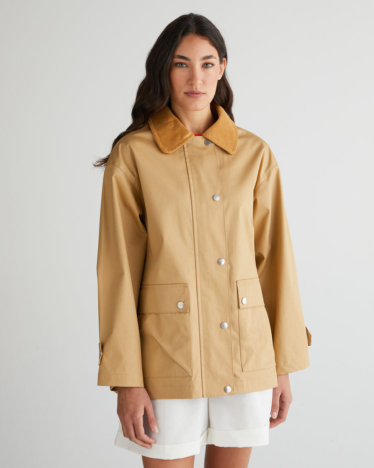 Kurtka damska z klasycznym kołnierzem z długim rękawem relaxed fit